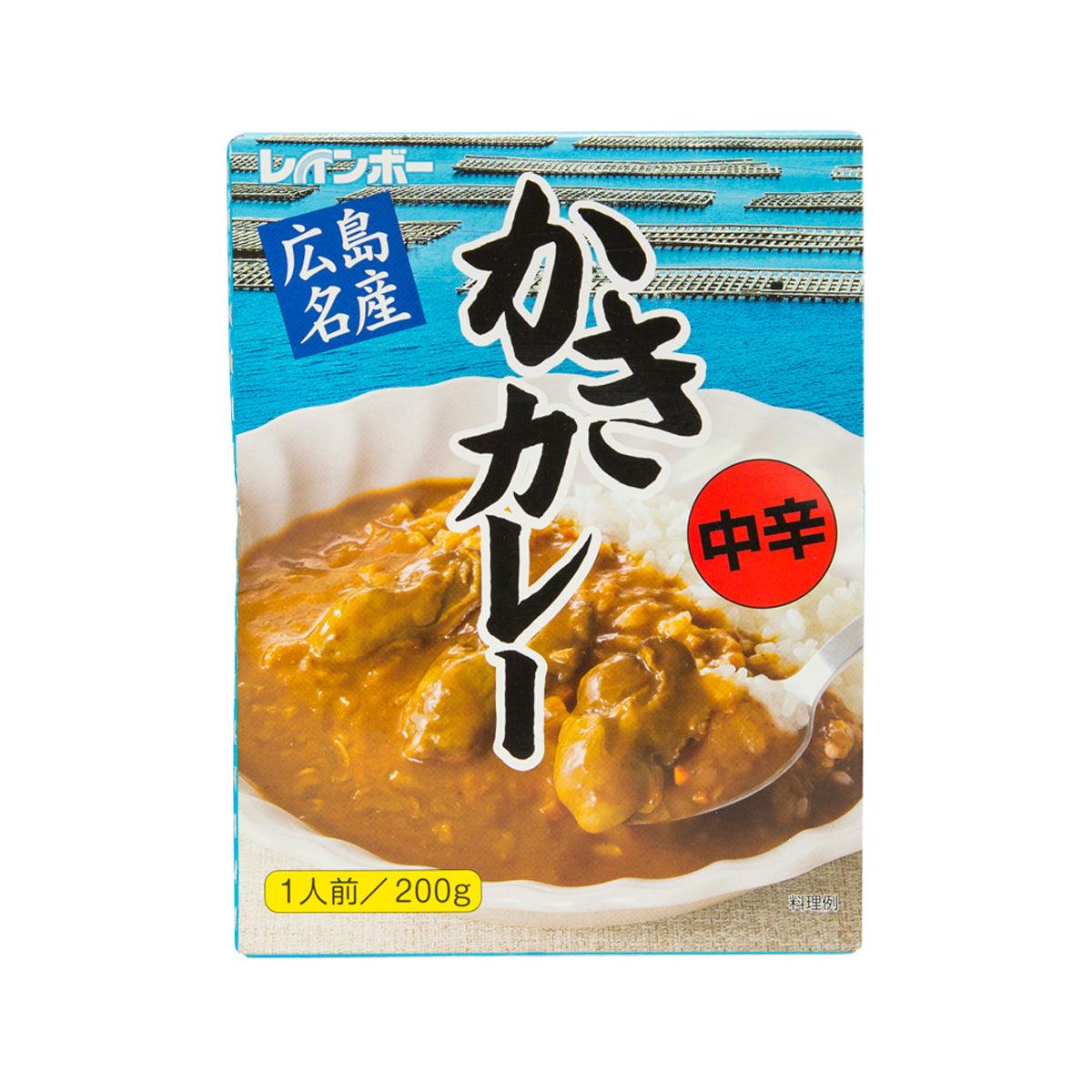 RAINBOW instant oyster curry mix 200g pack with brown curry dish graphic