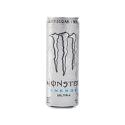 Monster Energy Ultra zero-sugar can, silver with black Monster claw logo