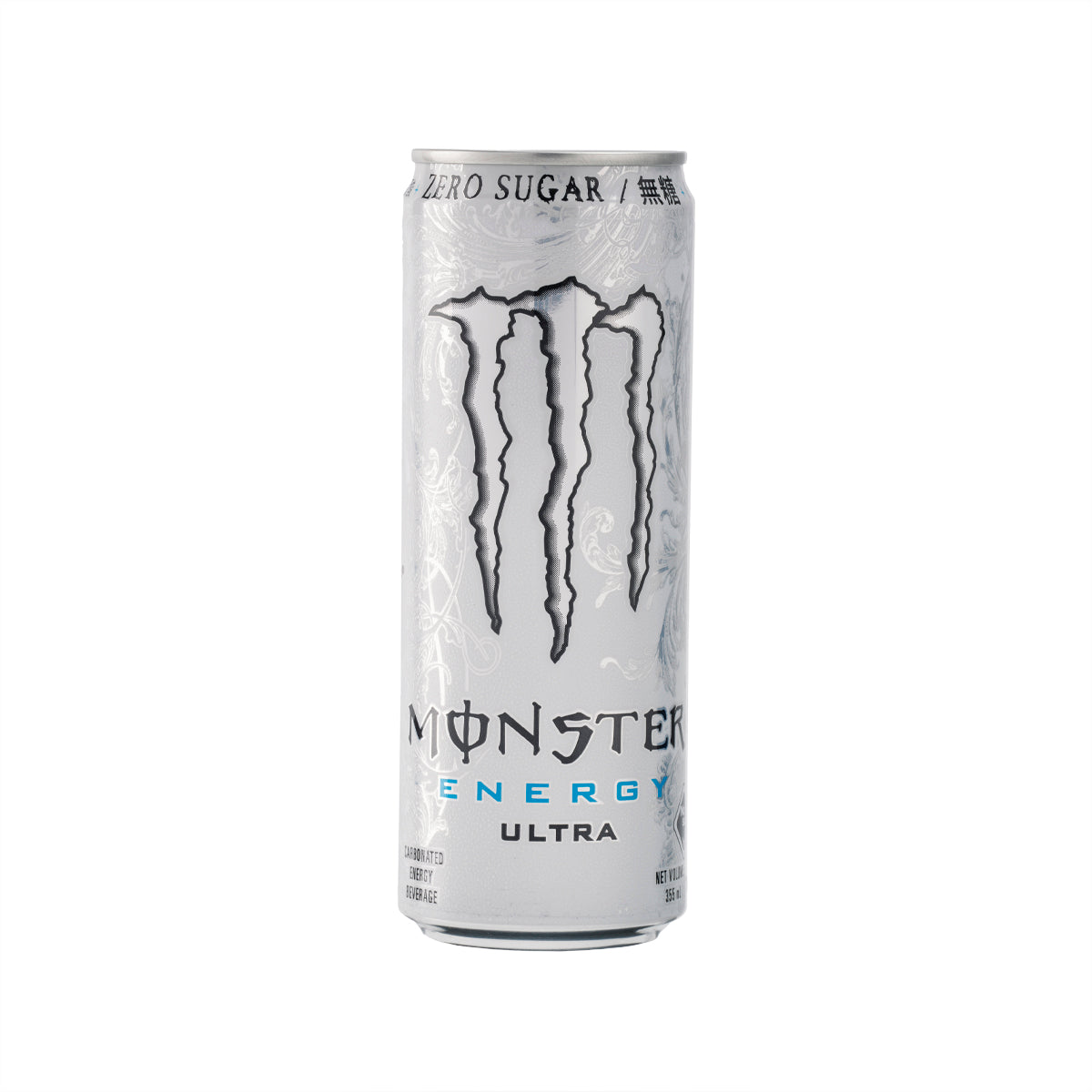 Monster Energy Ultra zero-sugar can, silver with black Monster claw logo