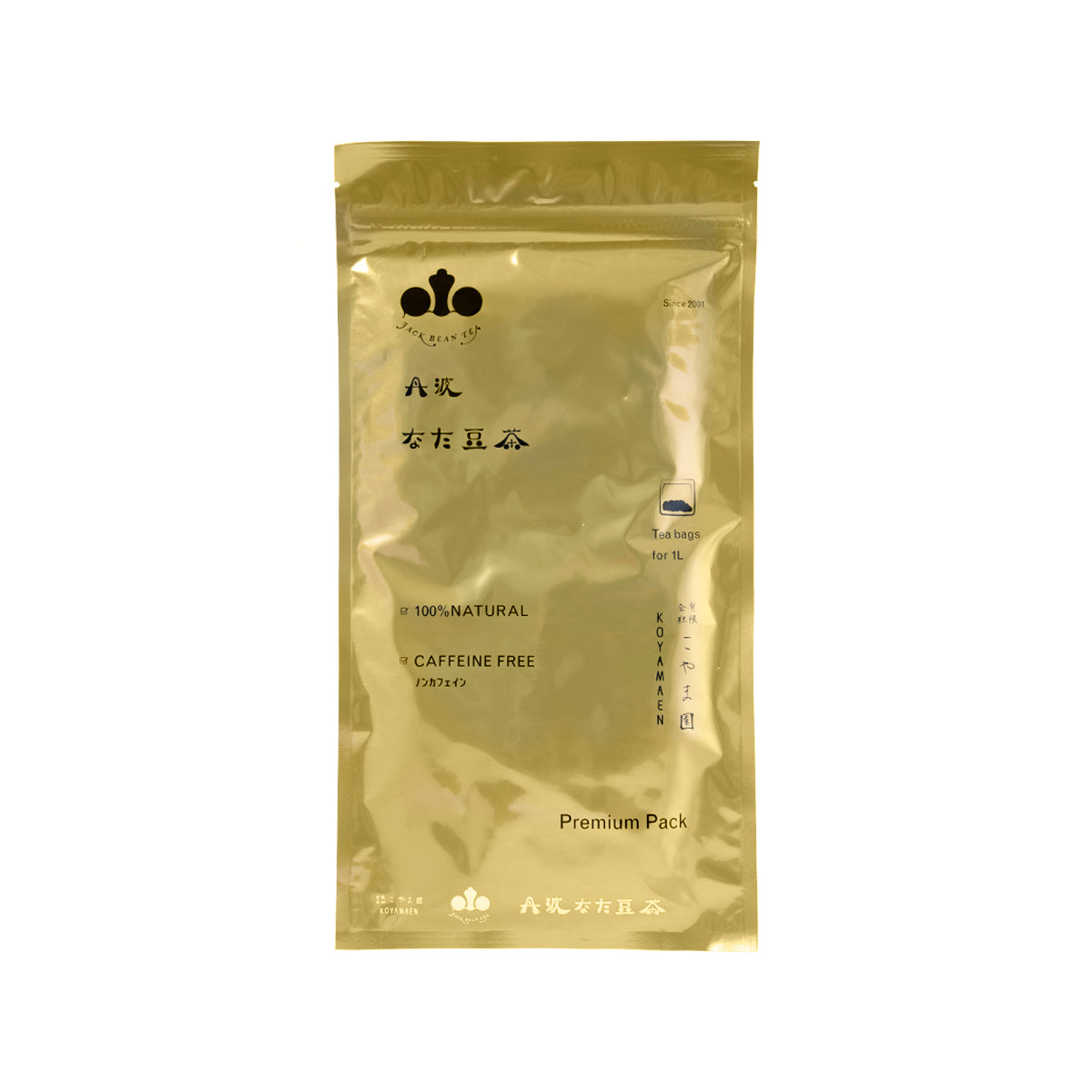 Organic tanba jack bean tea bag pack pouch, front label, 90g