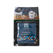 French roast drip coffee bag pack, 5 x 9g, sealed foil pouch