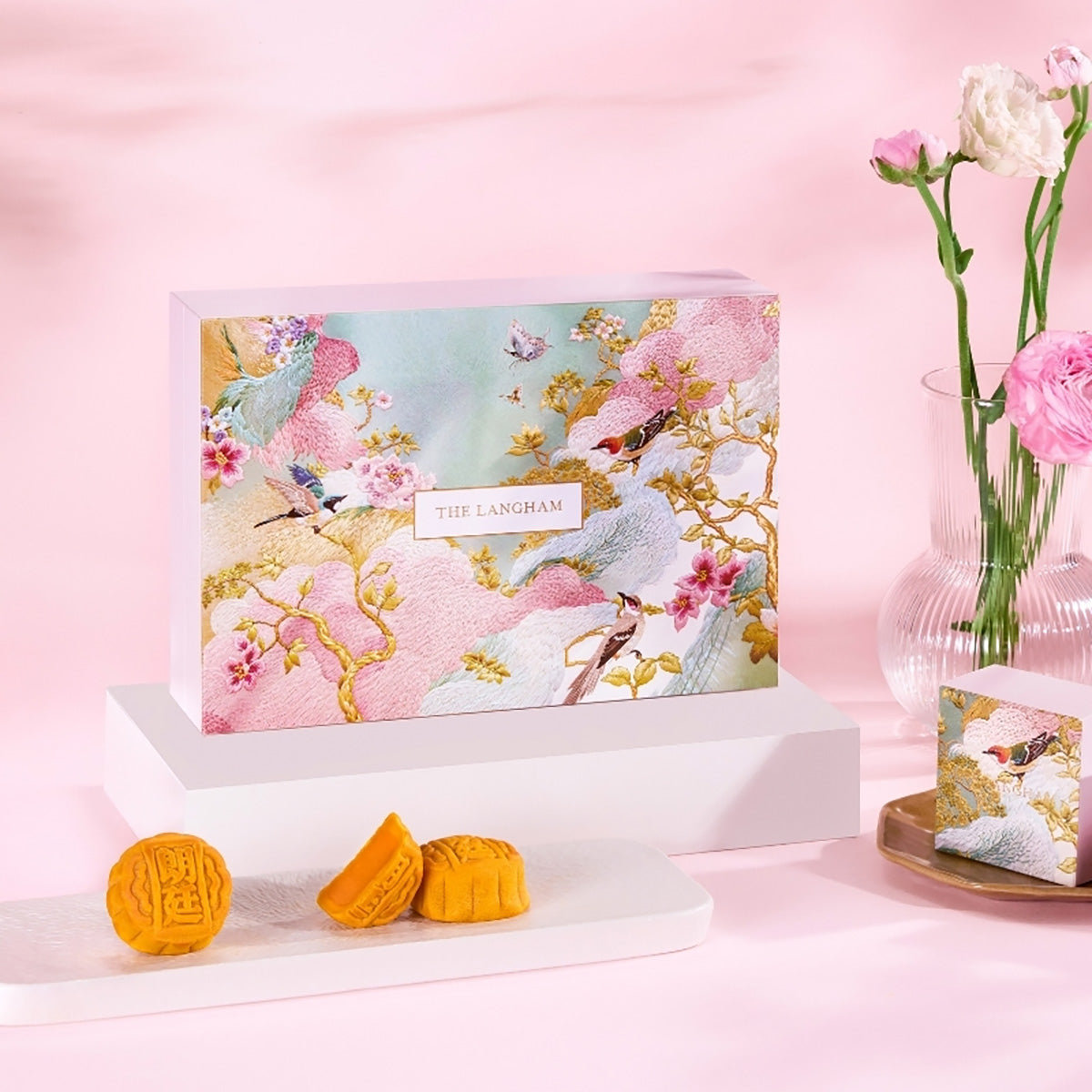 THE LANGHAM mini egg yolk mooncake voucher gift box with mini mooncakes