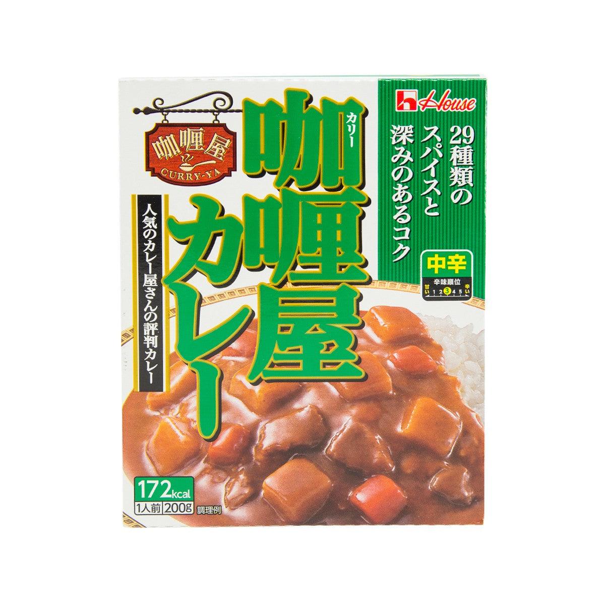 Instant curry sauce packet, medium-hot beef curry; front pack view