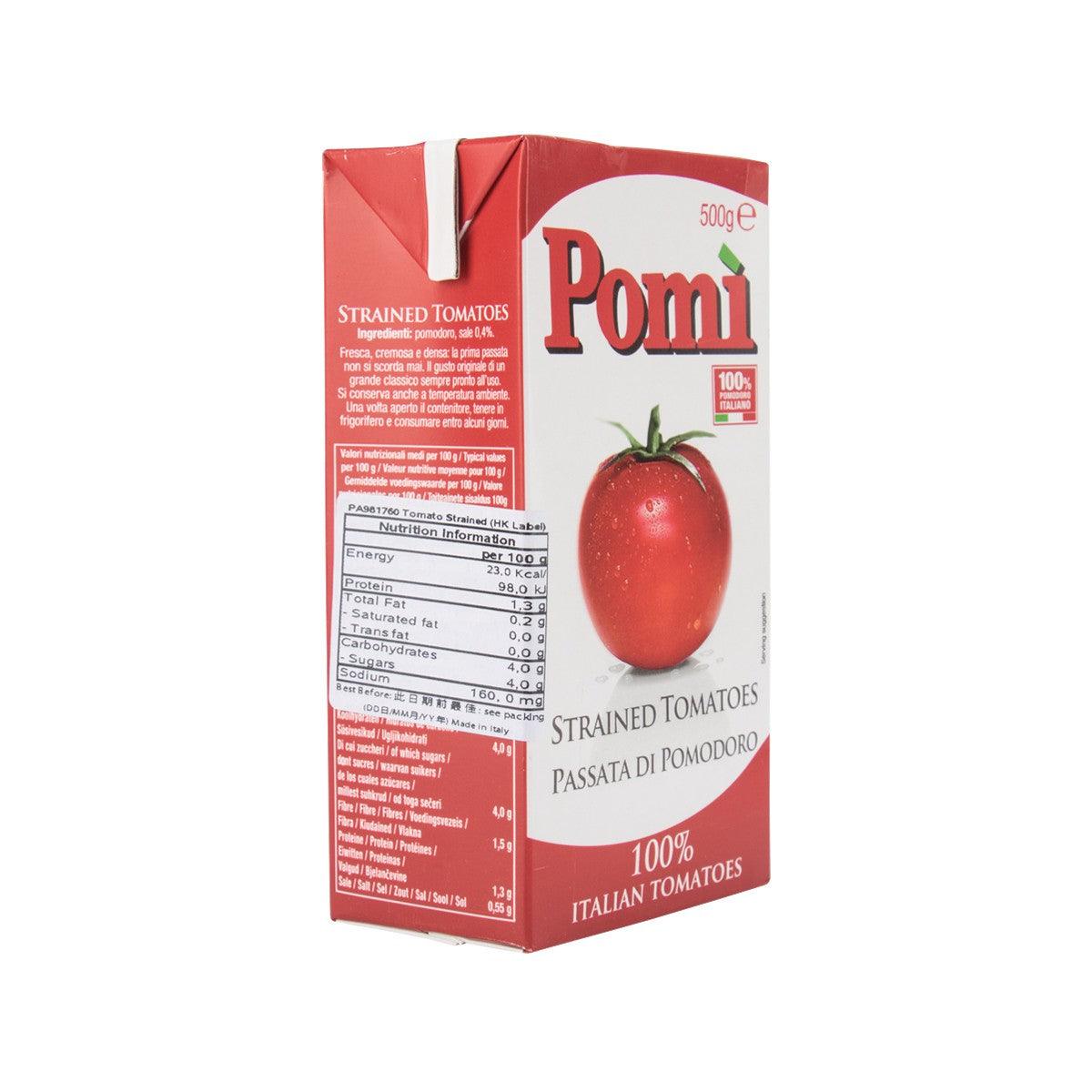 Parmalat strained tomatoes carton 500g, angled view of front and side panels