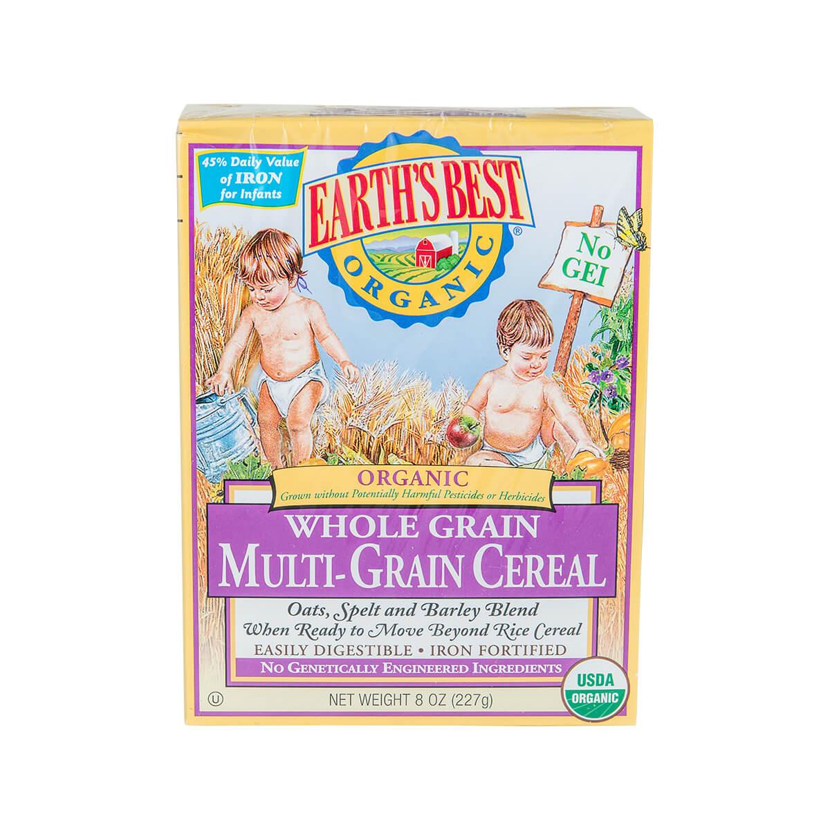 EARTH'S BEST Organic whole grain multi-grain cereal box, 227g