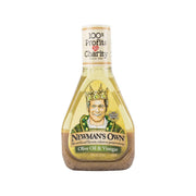 NEWMAN'S OWN oil and vinegar dressing bottle with crowned king label