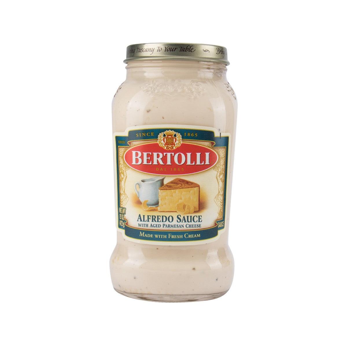 BERTOLLI Alfredo sauce jar, creamy white aged parmesan sauce in glass container