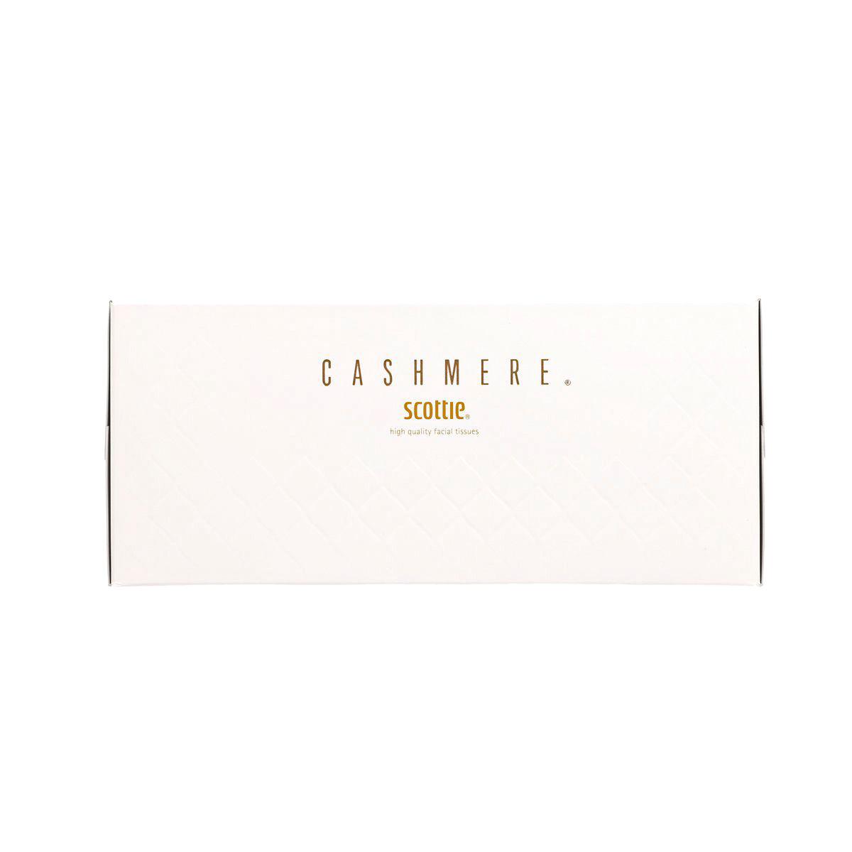 SCOTTIE cashmere tissue box, white with gold logo text on the front