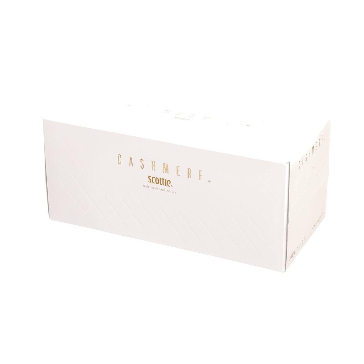 SCOTTIE cashmere tissue box, white with gold logo on side panel