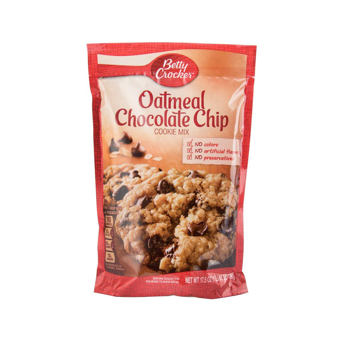 Oatmeal chocolate chip cookie mix pouch, Betty Crocker front label