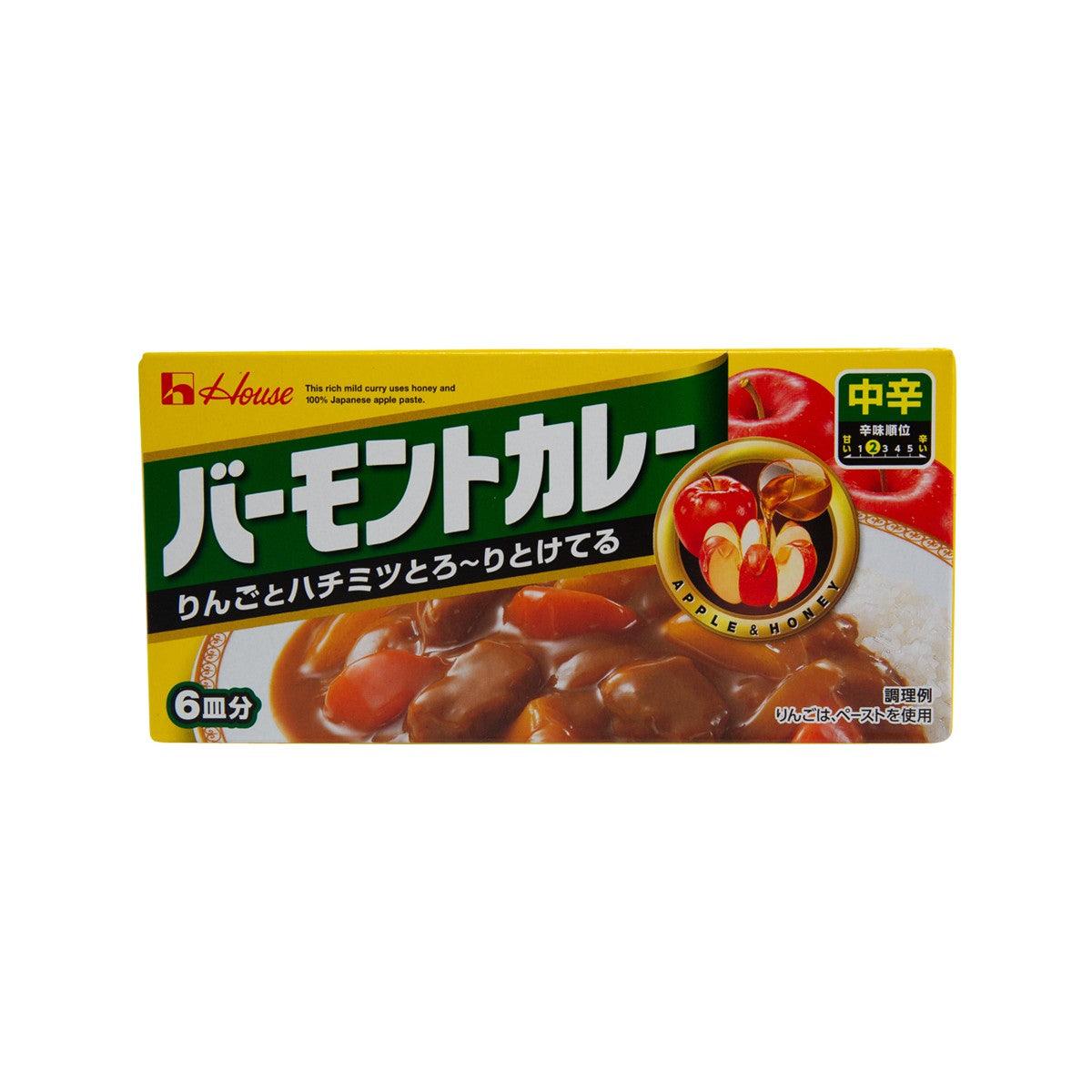Japanese curry roux block in retail box, medium hot, 115 g