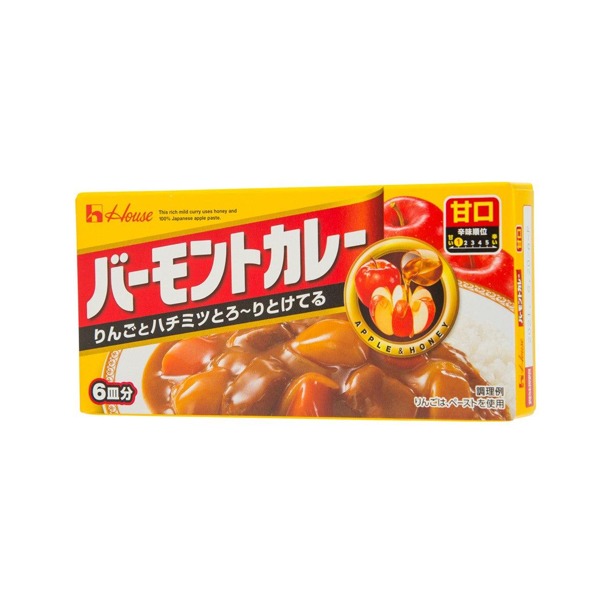 Mild curry roux mix package front panel with curry bowl graphic