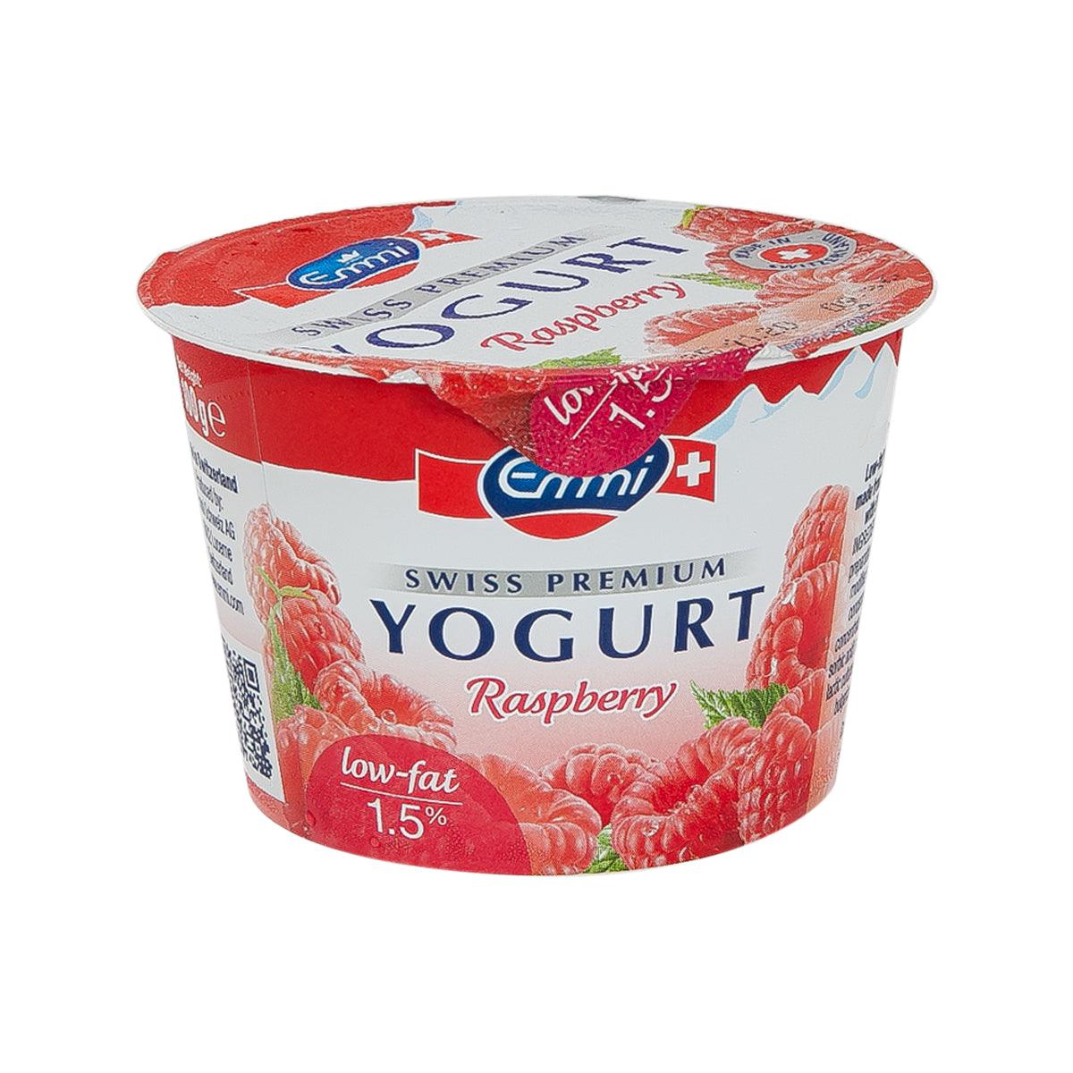 EMMI Swiss Premium raspberry low-fat yogurt cup, 100 g, foil lid