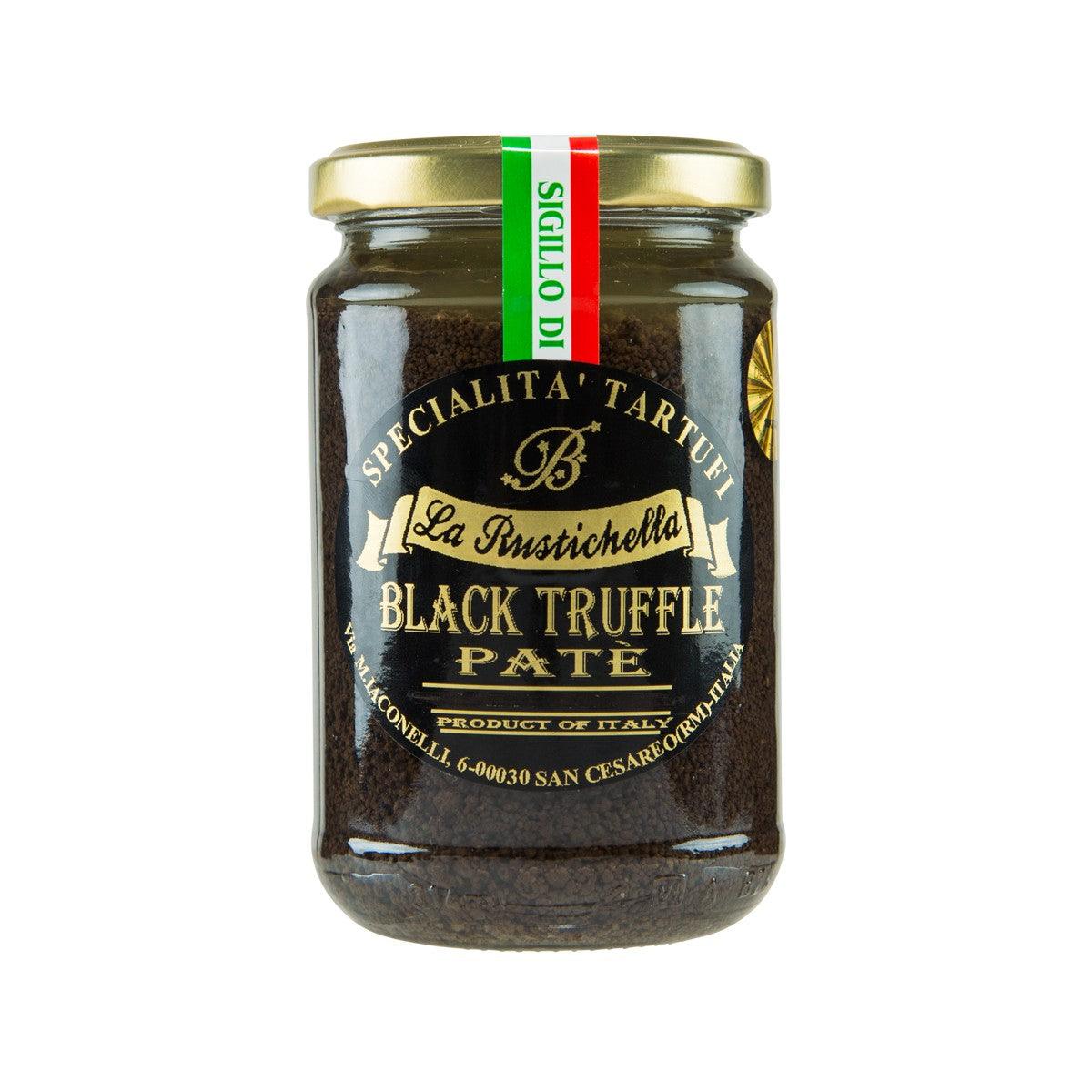 La Rustichella black truffle pate jar with green label