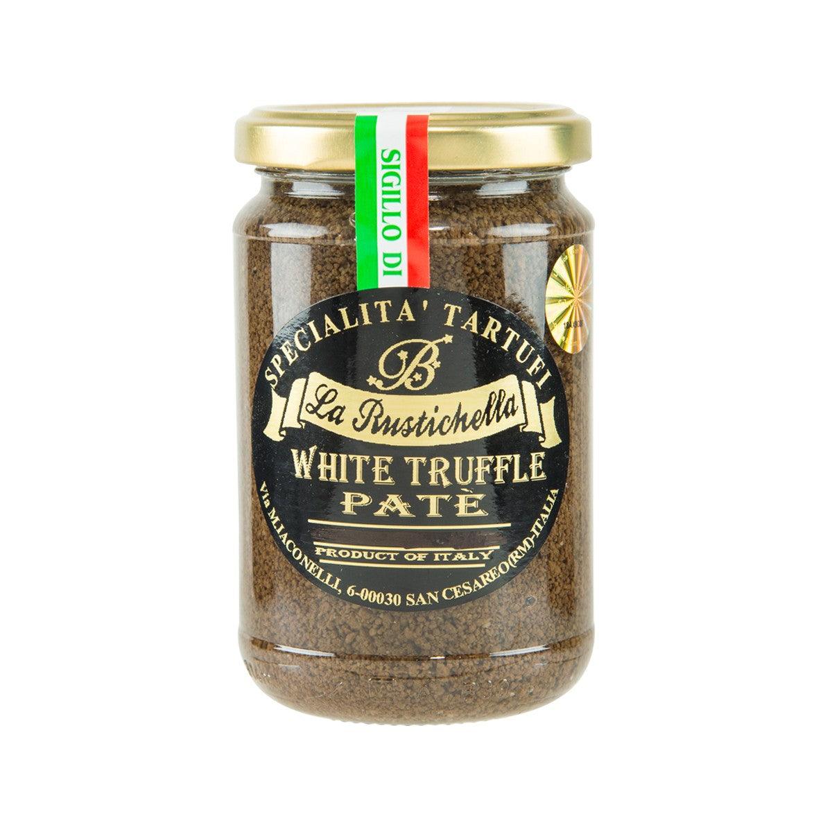 LA RUSTICHELLA white truffle pate glass jar with gold lid and label