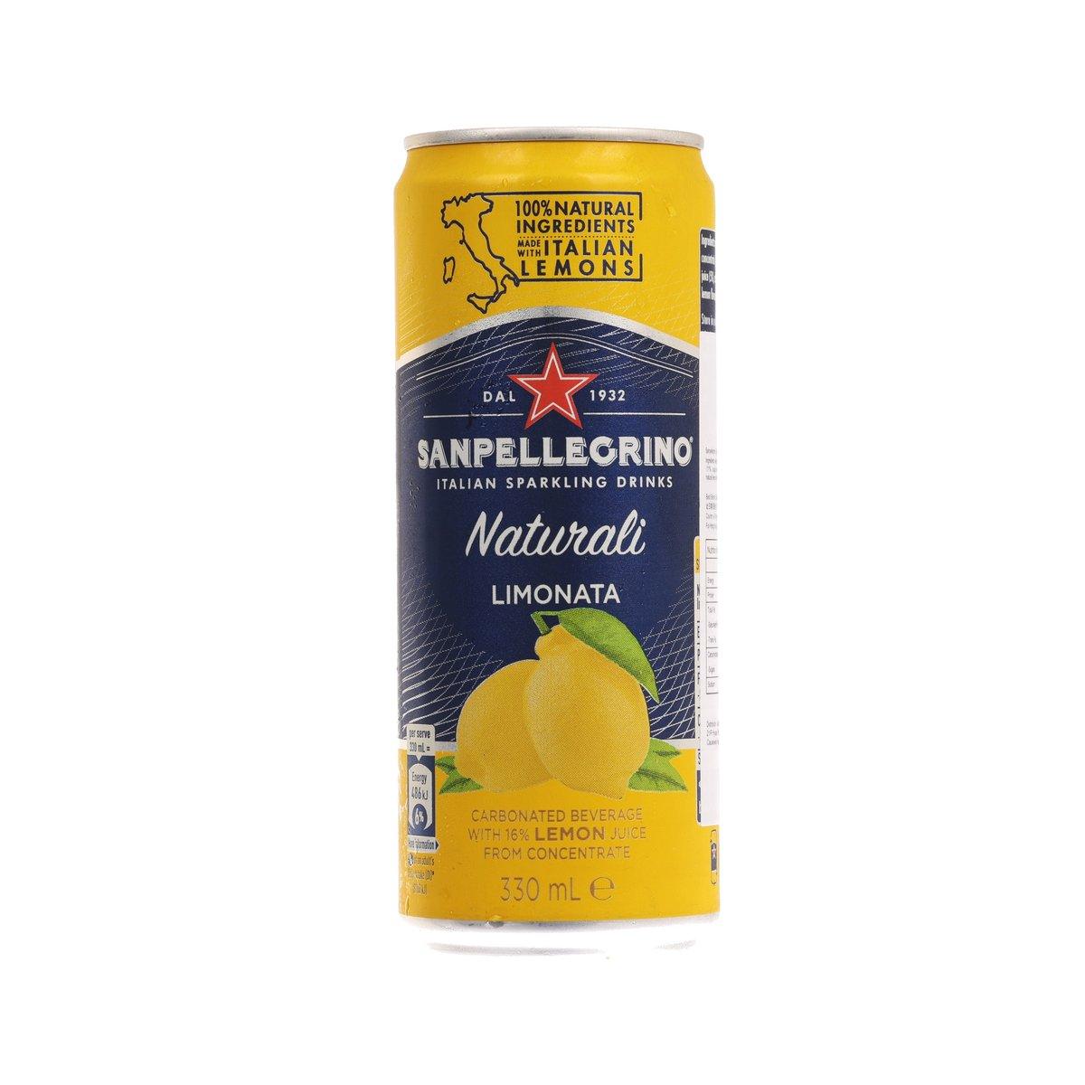 SAN PELLEGRINO Naturali limonata sparkling beverage can, 330 mL with lemon art