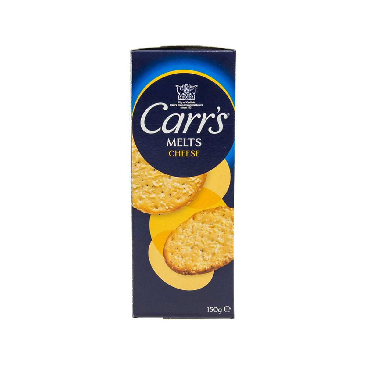 CARR'S Melts cheese crackers box with cracker slices and logo