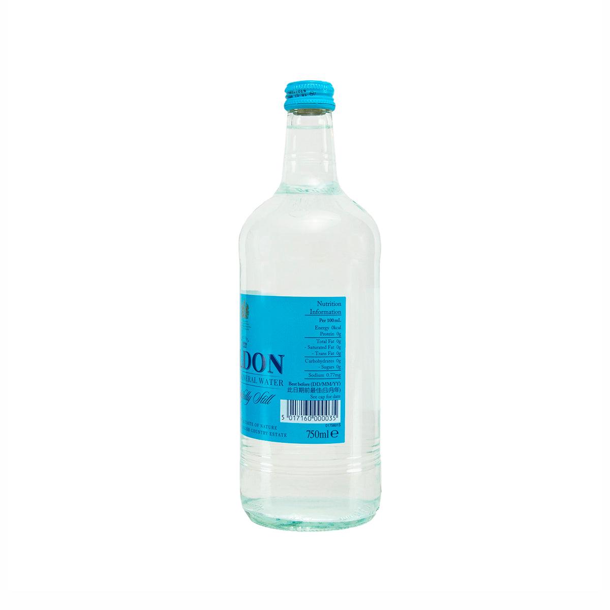 HILDON natural mineral water 750 mL bottle with blue back label