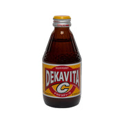 SUNTORY DEKAVITA C drink bottle with amber-brown liquid and yellow cap
