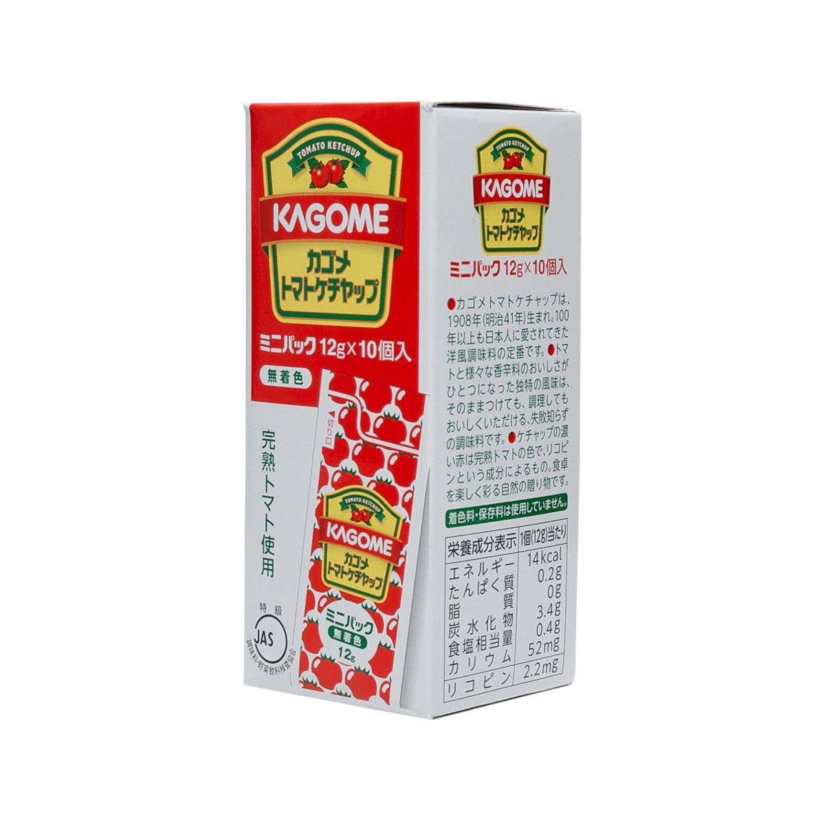 KAGOME tomato ketchup 120g box side panel with nutrition and directions text