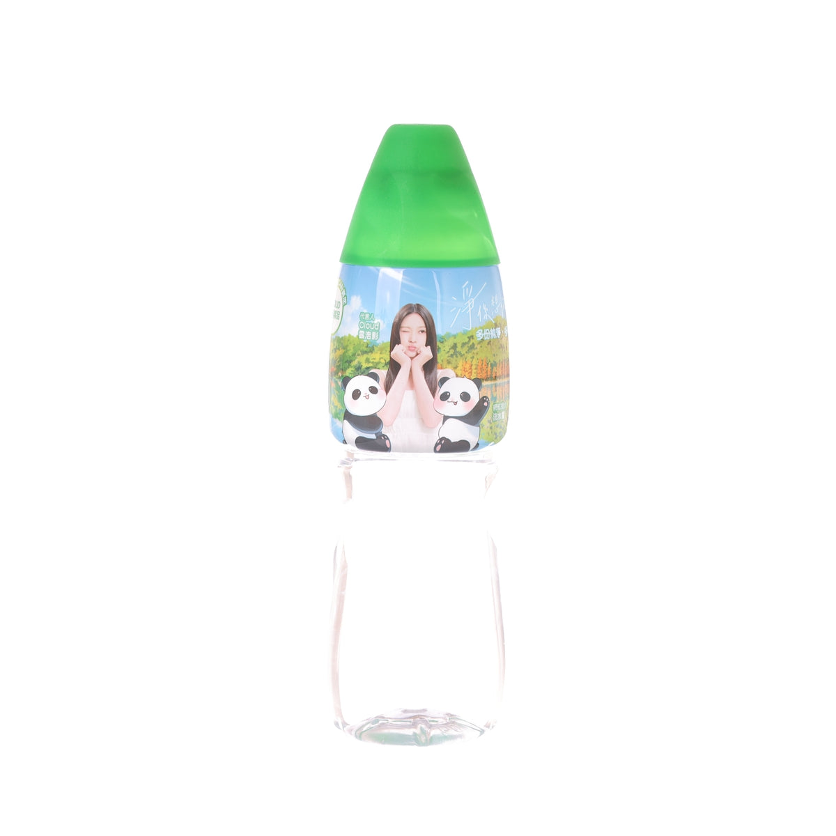 Watson's distilled water PET bottle with green cap, panda graphic front, 430 mL