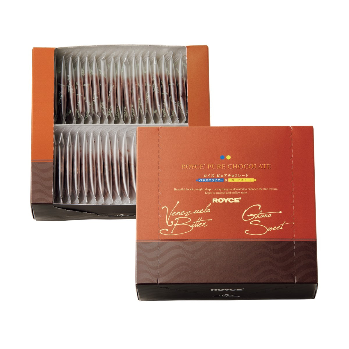 ROYCE pure chocolate gift box, Venezuela Bitter and Ghana Sweet assortment