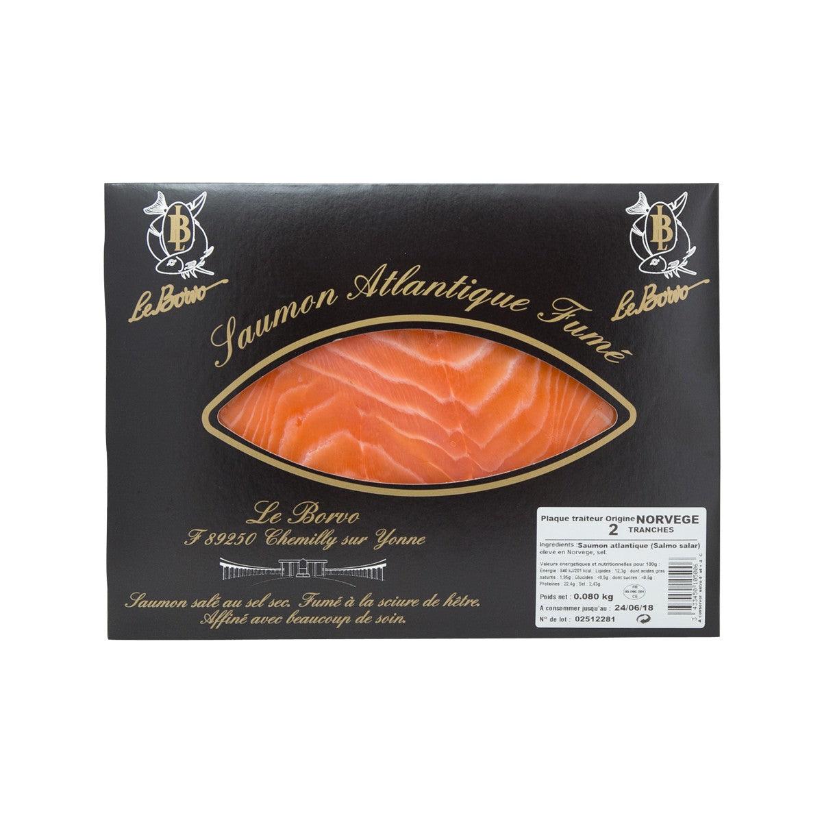 LE BORVO sliced smoked Norwegian salmon, 80g package front