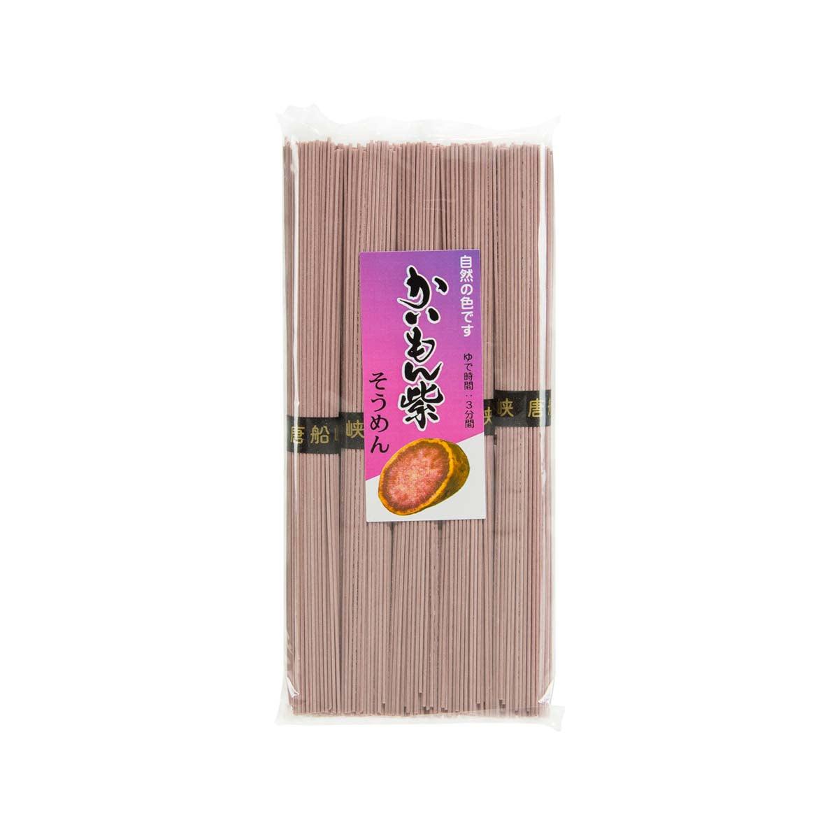 Purple sweet potato somen noodle pack, front label, 250g