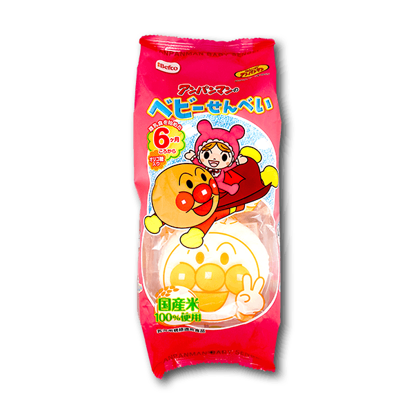 Baby cracker snack bag with Anpanman character, 6 servings, 100% rice