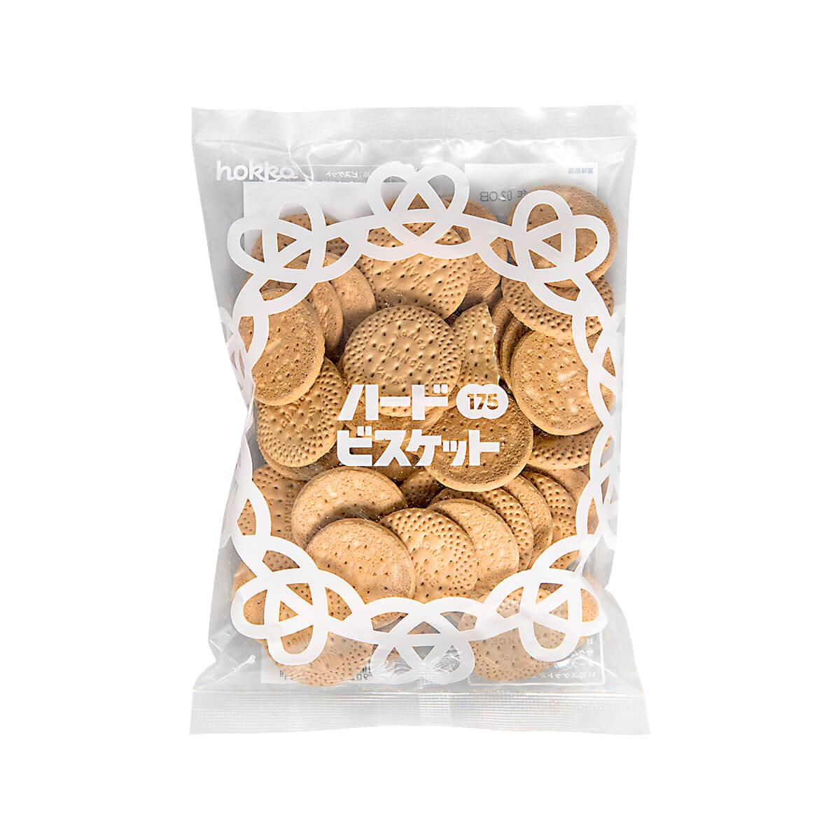HOKURIKU hard biscuits bag with round sesame crisps visible through clear plastic