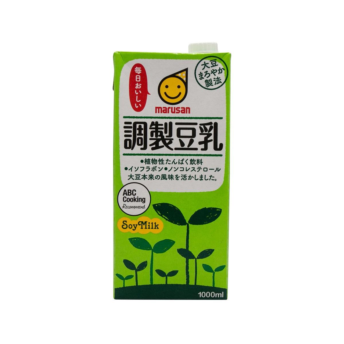 MARUSAN soy milk carton, green front panel with soy leaf graphics, 1000 mL