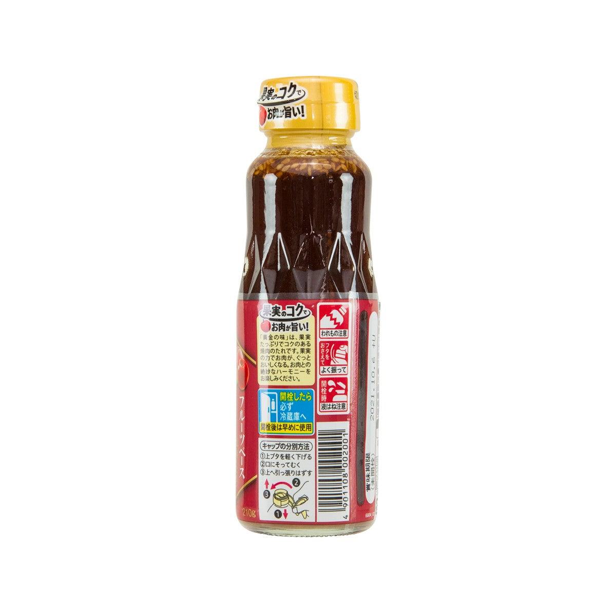 EBARA mild BBQ sauce bottle, dark brown sauce, yellow cap, rear red label with barcode