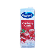 Ocean Spray Cranberry Classic 1L juice drink carton, front view with cranberries.