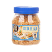 HOMEI fried garlic & belachan mix jar with blue cap and clear body, 150g