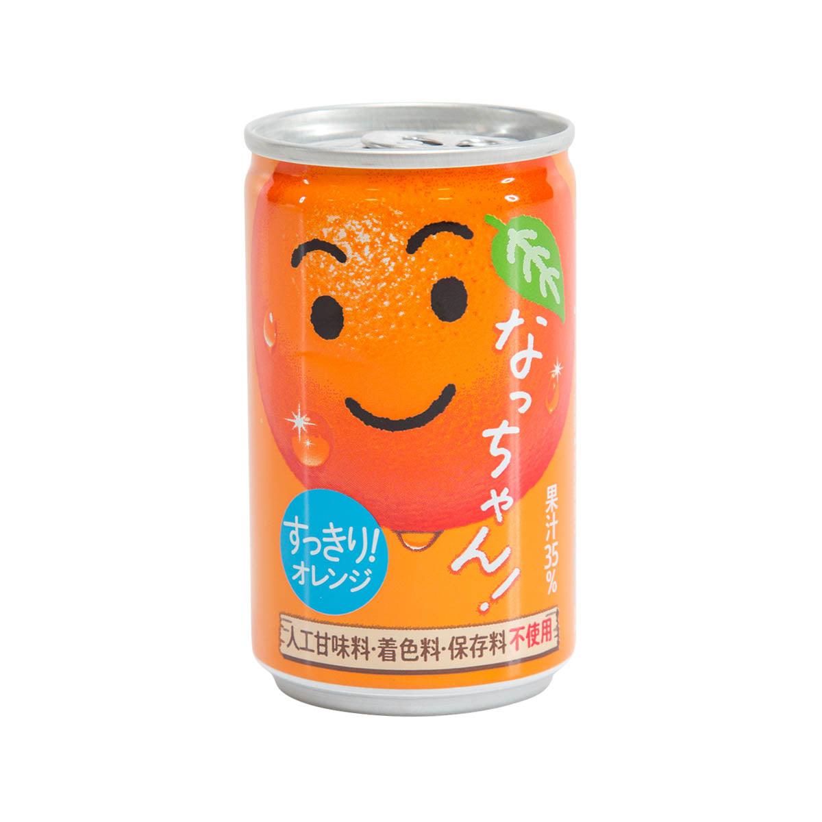SUNTORY Natchan orange drink can with smiling character graphics