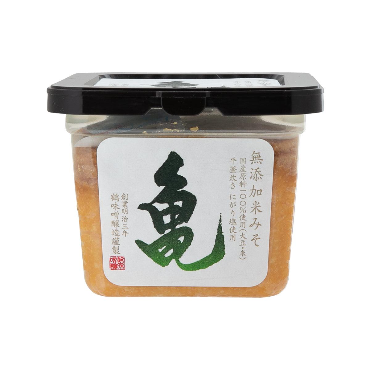 No-additive rice miso tub with black lid and green label, 500 g