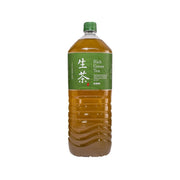 KIRIN rich green tea bottle with green label and cap, clear amber liquid