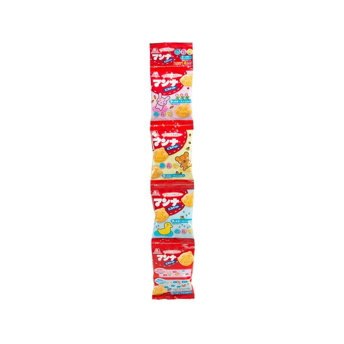 Morinaga Manna Biscuit 52g red portable snack pack with cartoon graphics