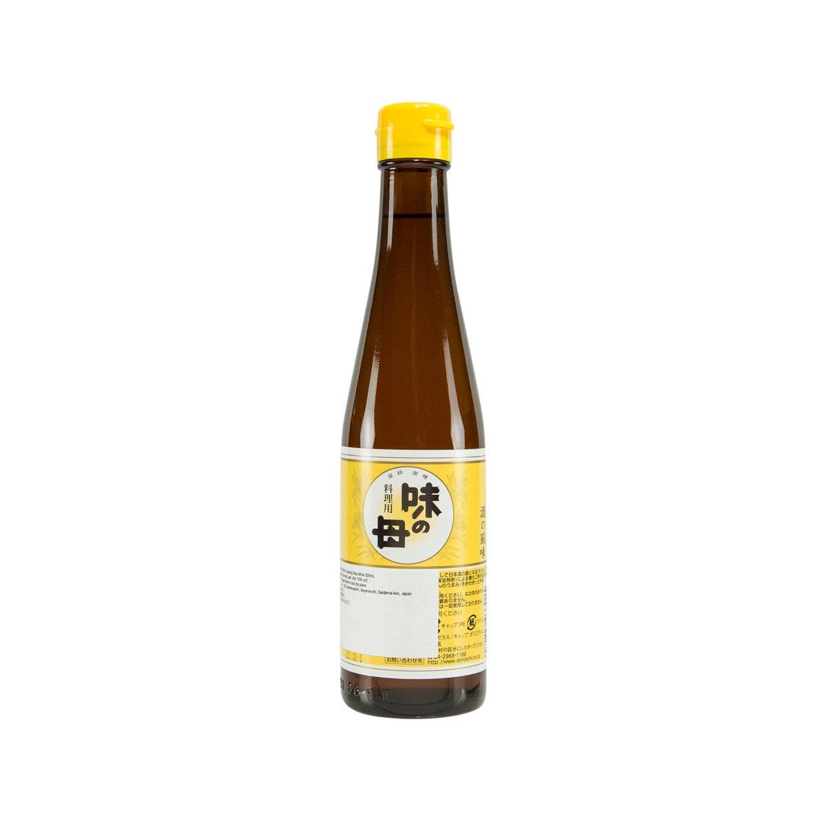 Mirin cooking rice wine bottle, 300 mL, amber liquid and yellow cap