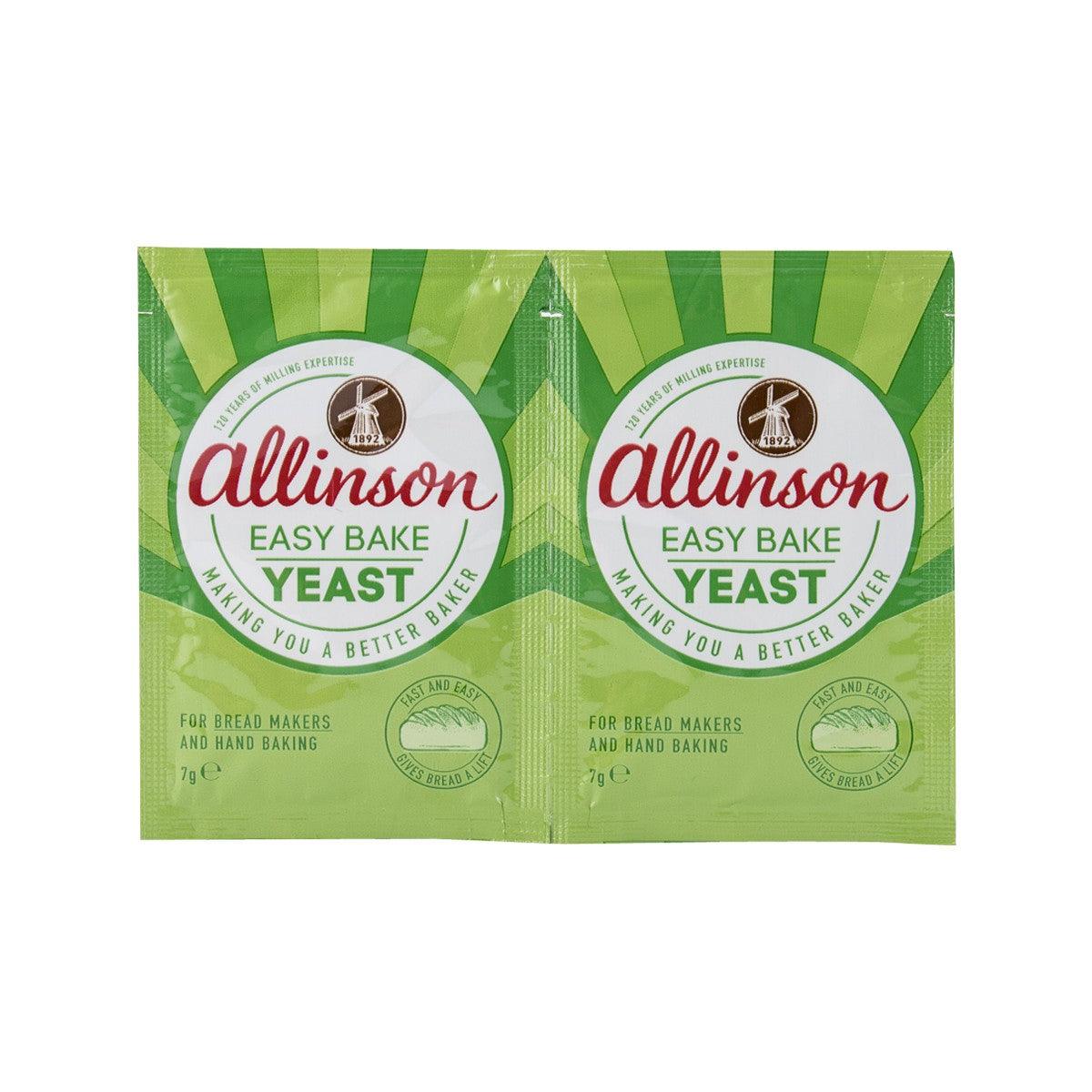 Allinson Easybake yeast sachets, green packs with two 7g pouches