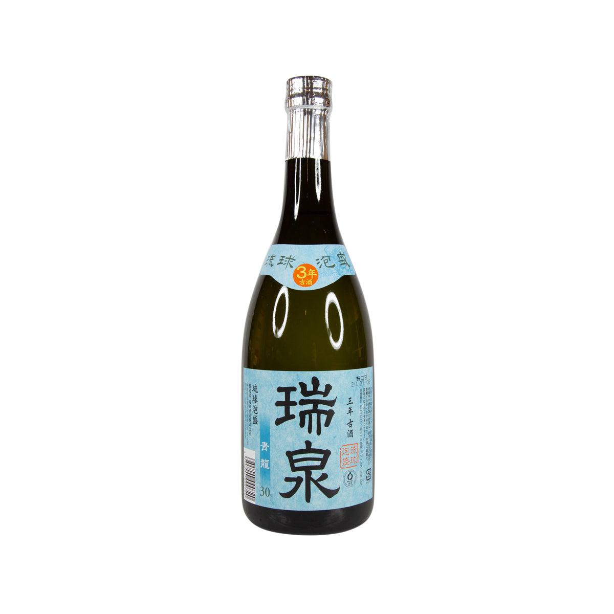 ZUISEN Seiryu aged awamori bottle, 720 mL, dark green glass with silver cap
