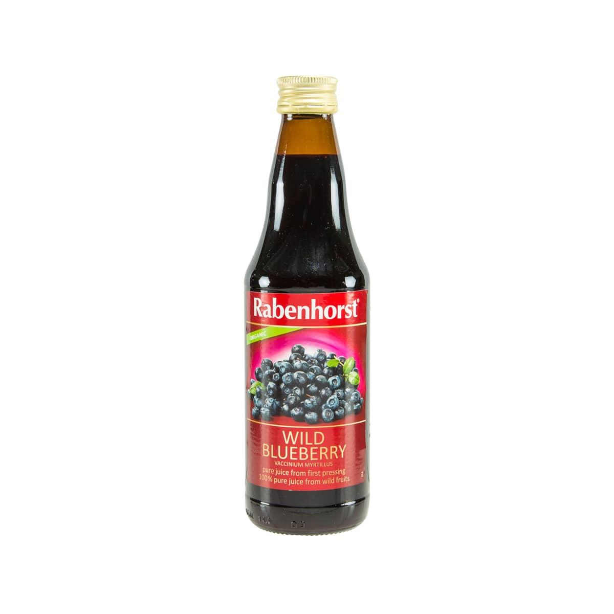 Rabenhorst wild blueberry juice bottle, 330 mL