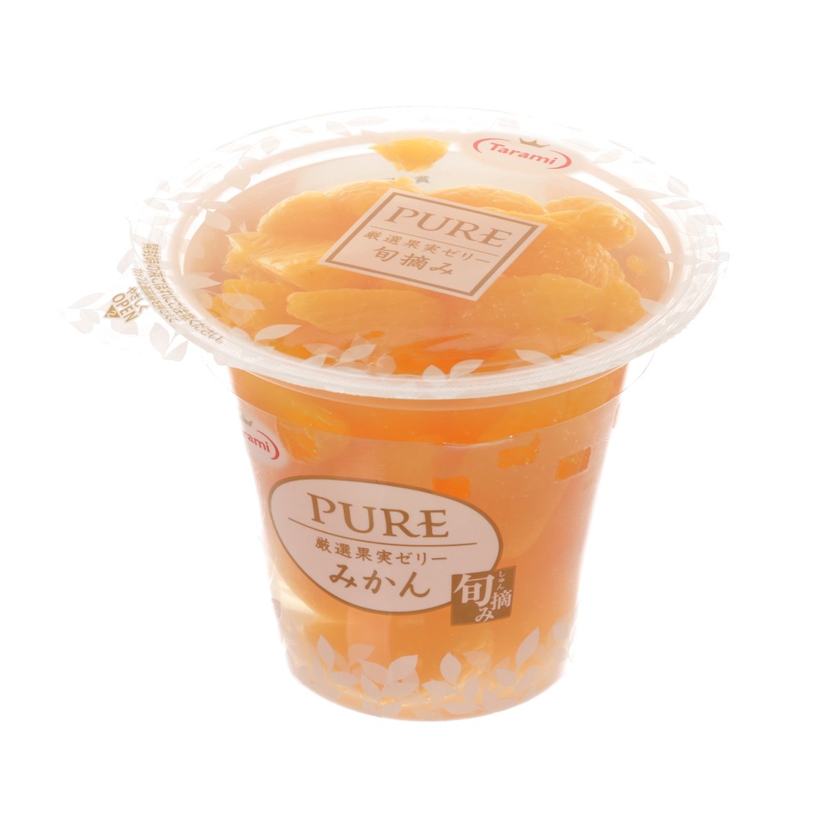 TARAMI Pure Jelly mikan, orange cup with lid label and visible fruit slices