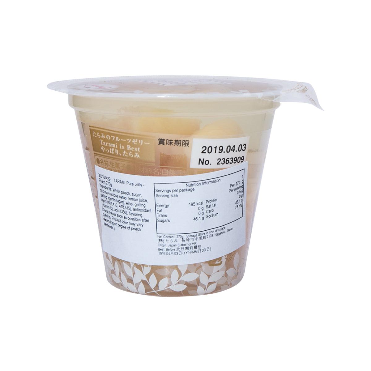 TARAMI Pure Jelly peach 270g plastic tub with back label and barcode