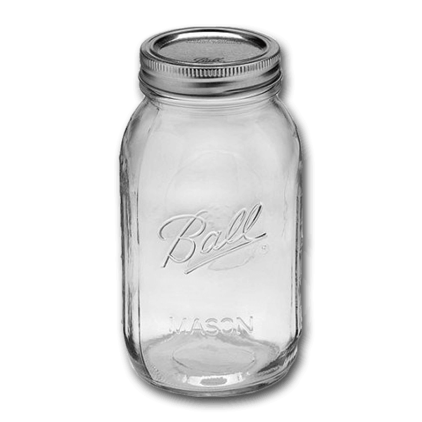 BALL regular mouth glass mason jar with metal lid, clear