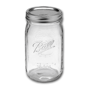 BALL 946 mL wide-mouth mason jar with metal screw lid, clear glass