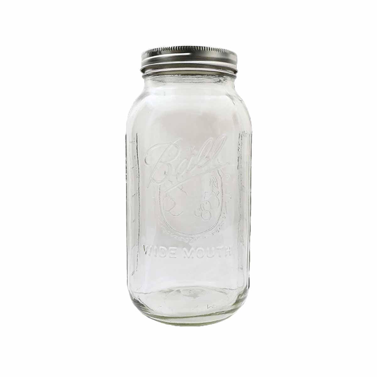 BALL regular mouth mason jar 1.8L with metal lid, clear glass