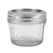 Quilted crystal jelly jar with regular mouth screw lid, clear glass, 118 mL