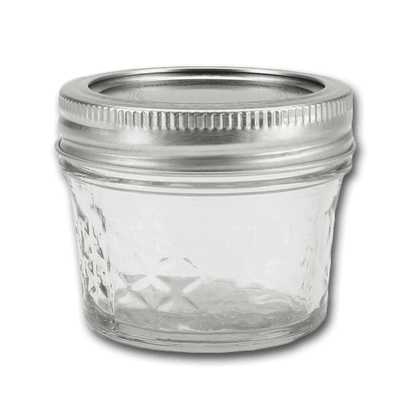 Quilted crystal jelly jar with regular mouth screw lid, clear glass, 118 mL