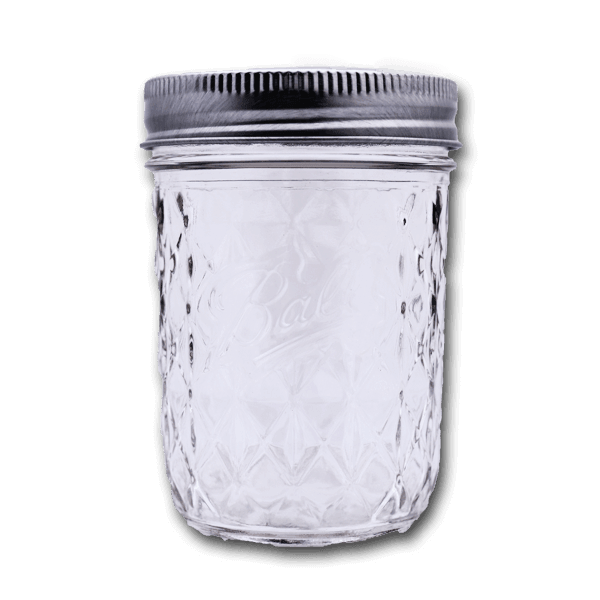 Regular mouth quilted crystal jelly jar, 236 mL, clear glass with metal lid